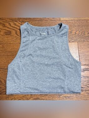 Zyia Active Heathered Grey Cropped Tank Top Women's High-neck Hybrid Bra